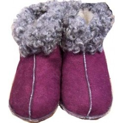Lammskinnstofflor lila mocka